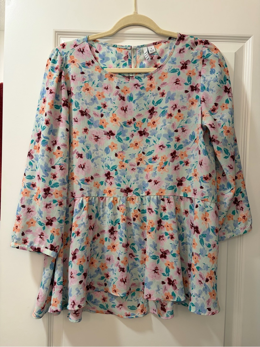 Elle Floral Blouse Light Blue, Pink, Peach, Teal